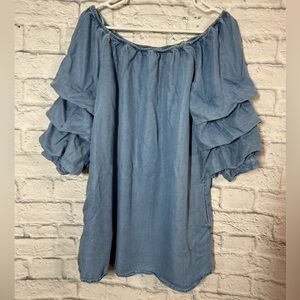 Zara Off-Shoulder Ruffle Sleeve Mini Dress, Large